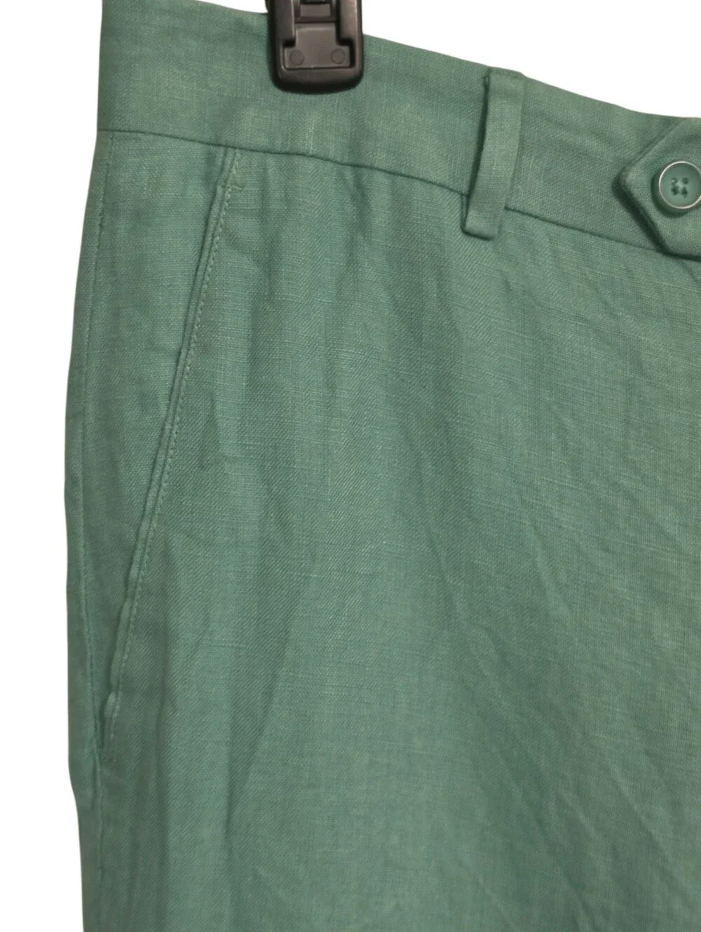 Paul Fredrick Green Linen Pants Slacks Sz 33X28 Flat Front